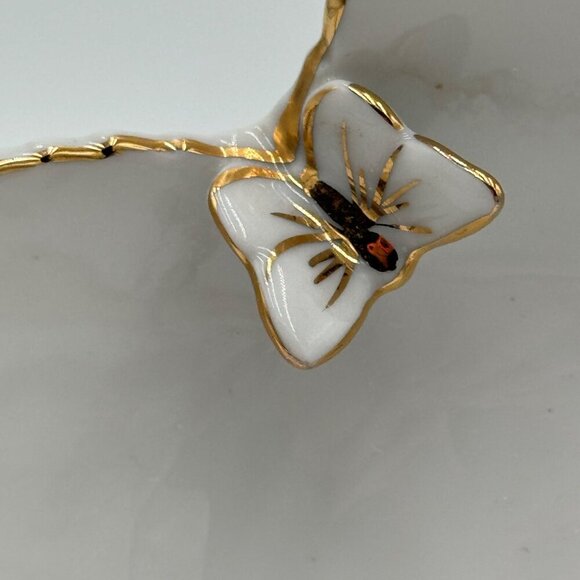 Gold Gilt ANDREA Lotus Flower Trinket, Candy, Nut Dish. Butterfly, Scarab Beetle - Picture 2 of 11